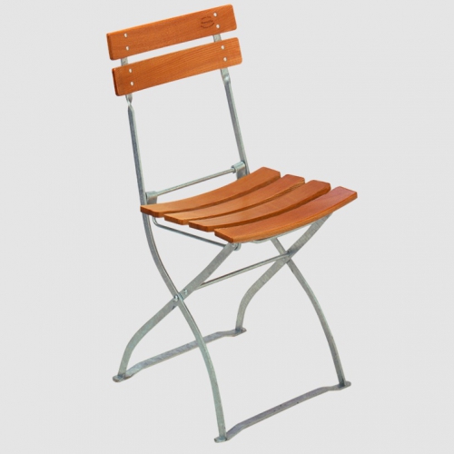 Biergartengarnitur 1x Tisch 80 cm & 2x Stuhl Edition-Classic hellbraun/verzinkt -EuroLiving-